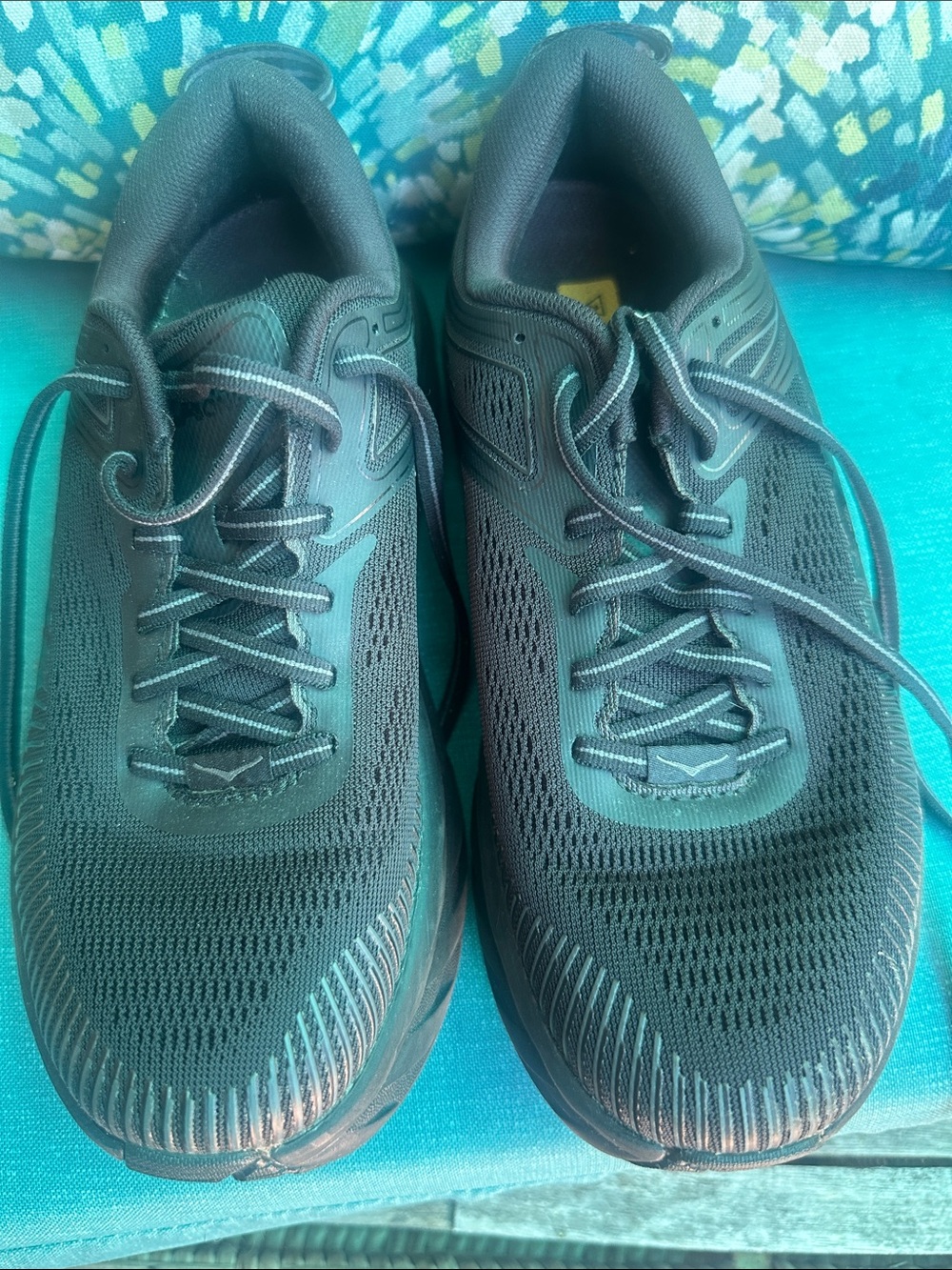 Hoka Black Athletic Running Shoes with Mesh Upper